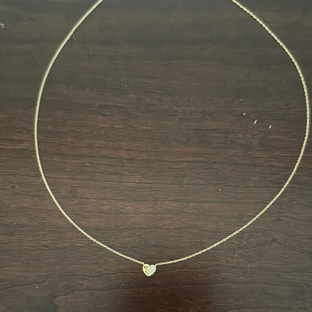 Bone Levy Gold Heart and diamond Pendant Necklace. 17 in